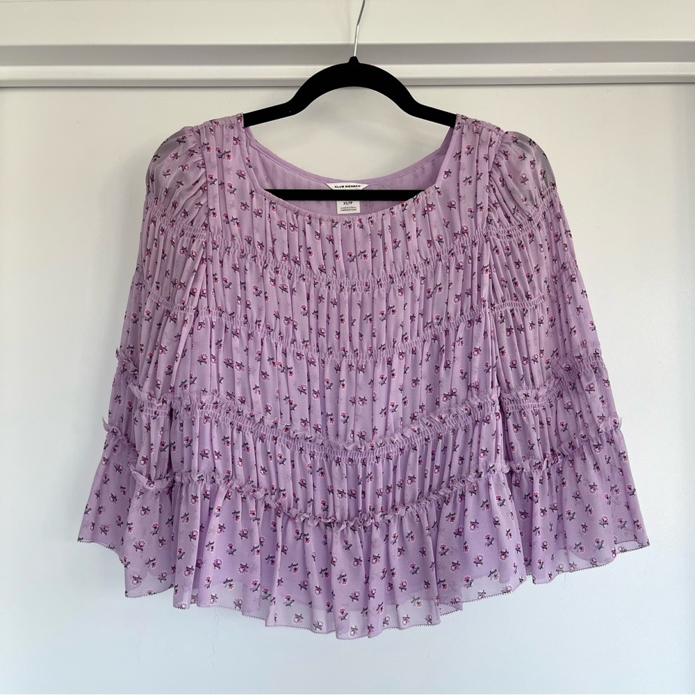 Club Monaco Floral Ruffle Top